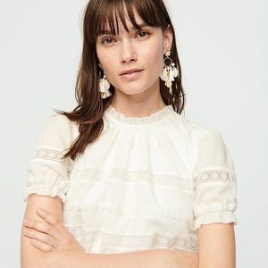 J. CREW White Puff Sleeve Daisy Chain Dress Size 6